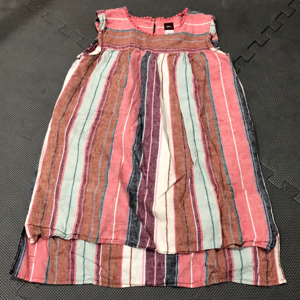 Sleeveless Linen Striped Tunic Dress